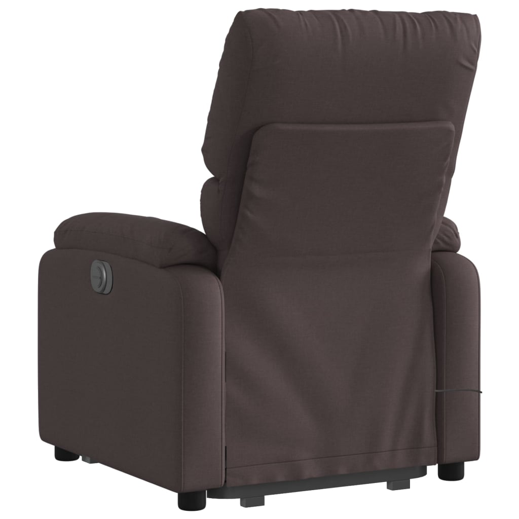 Fauteuil de massage avec aide à la verticalisation en tissu marron foncé