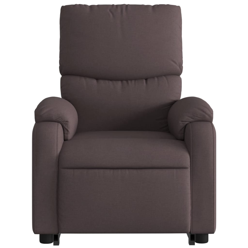 Fauteuil de massage avec aide à la verticalisation en tissu marron foncé