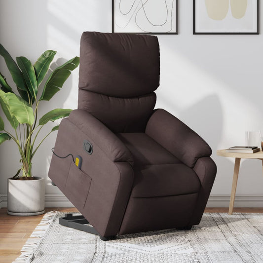 Fauteuil de massage avec aide à la verticalisation en tissu marron foncé