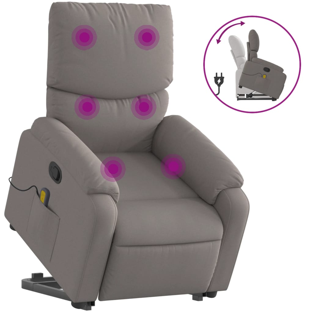 Fauteuil de massage avec aide au verticalisation en tissu taupe