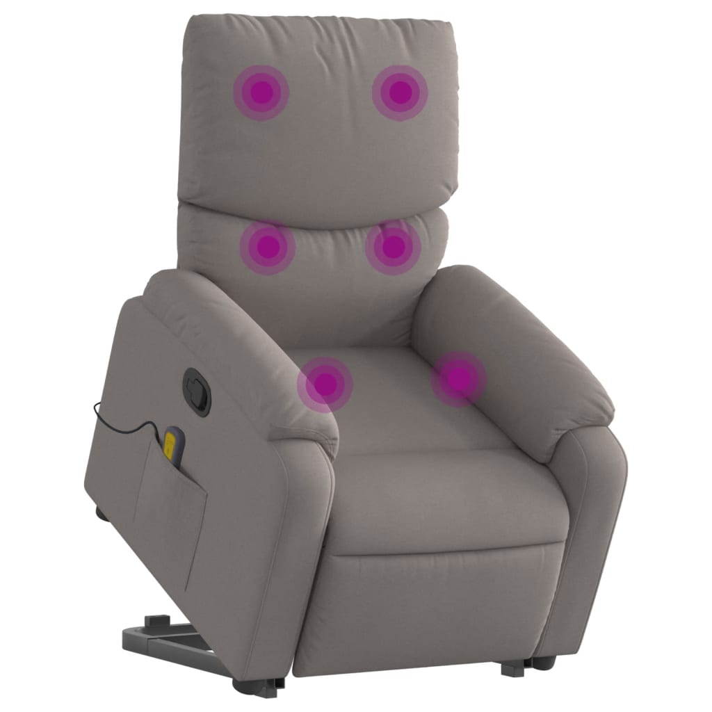 Fauteuil de massage avec aide au verticalisation en tissu taupe