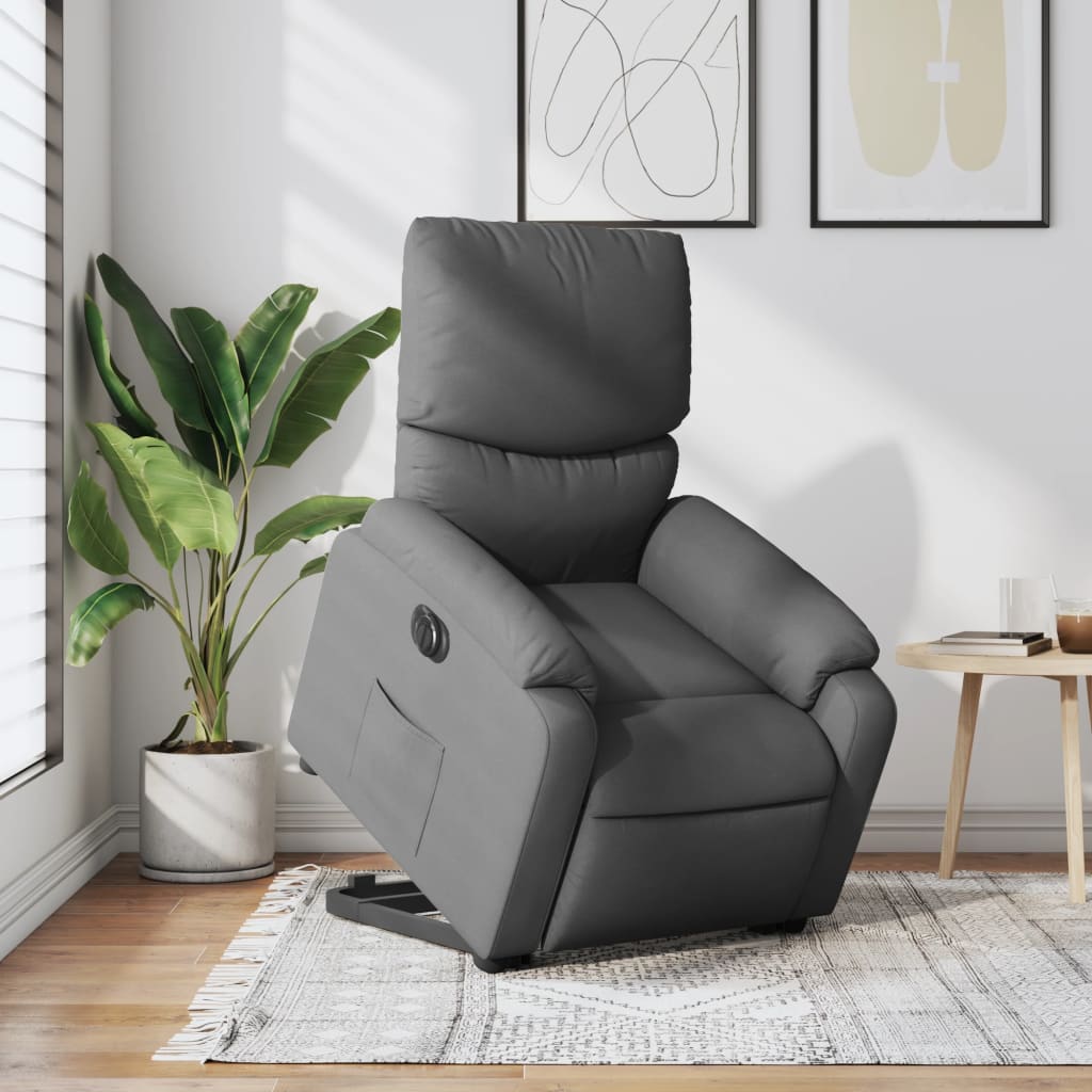 Relaxsessel mit Aufstehhilfe Elektrisch Dunkelgrau Stoff