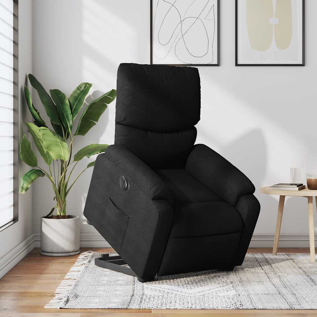 Relaxsessel mit Aufstehhilfe Elektrisch Schwarz Stoff
