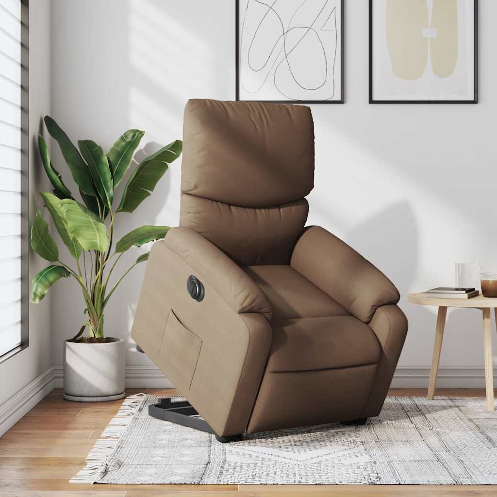 Relaxsessel mit Aufstehhilfe Elektrisch Braun Stoff