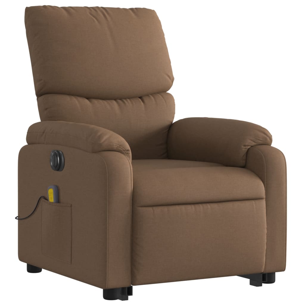 Fauteuil de massage électrique avec aide à la verticalisation en tissu marron