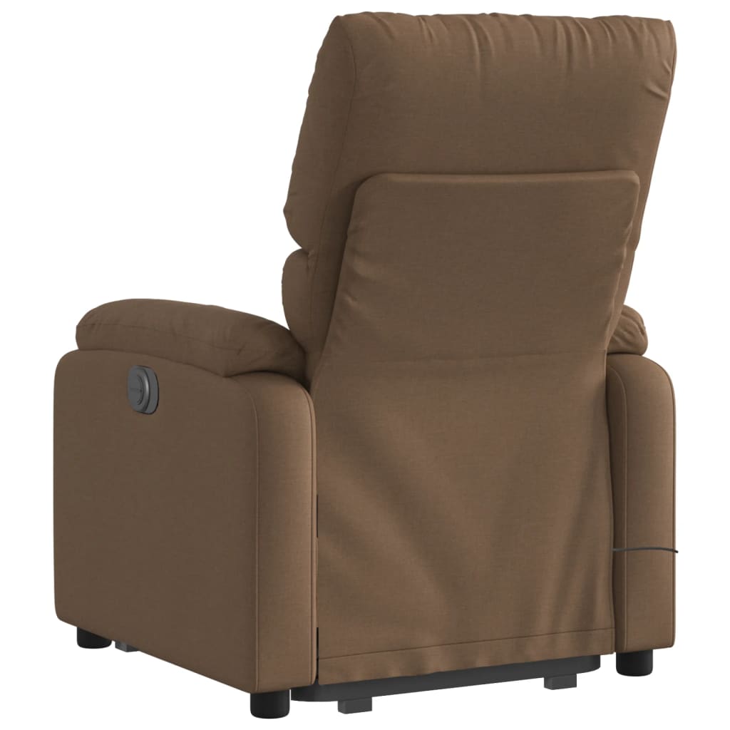 Fauteuil de massage électrique avec aide à la verticalisation en tissu marron