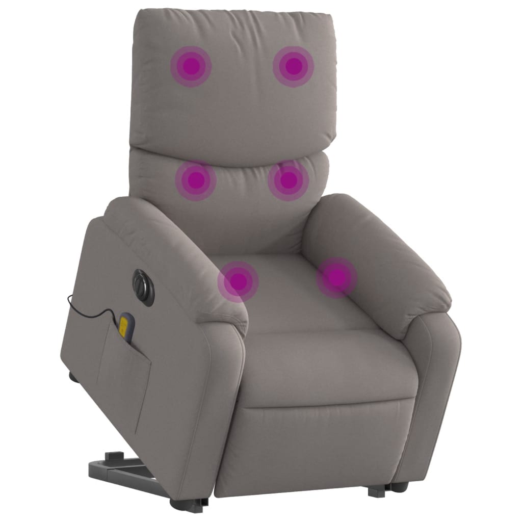 Fauteuil de massage électrique avec aide au verticalisation en tissu taupe