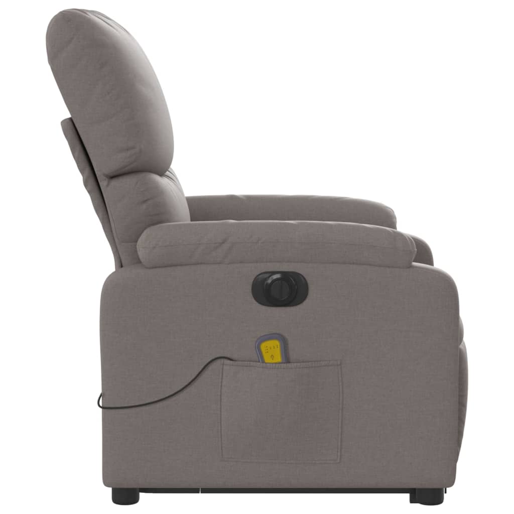 Elektrischer Massagesessel mit Aufstehhilfe Taupe Stoff