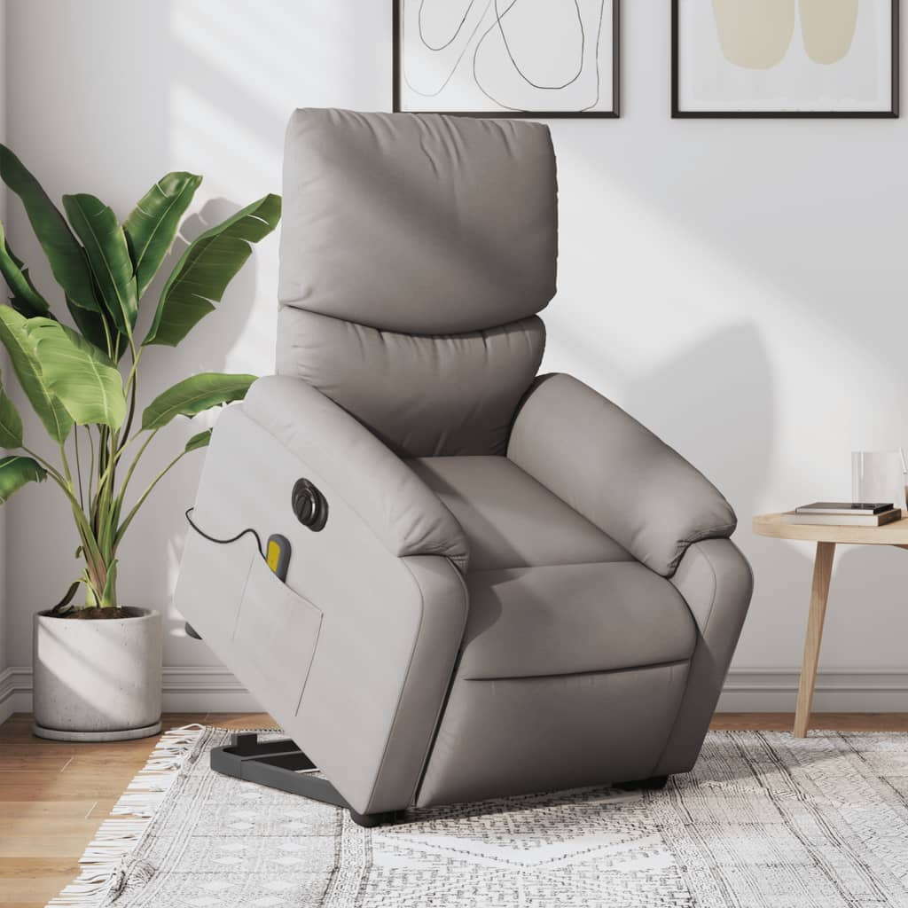 Elektrischer Massagesessel mit Aufstehhilfe Taupe Stoff