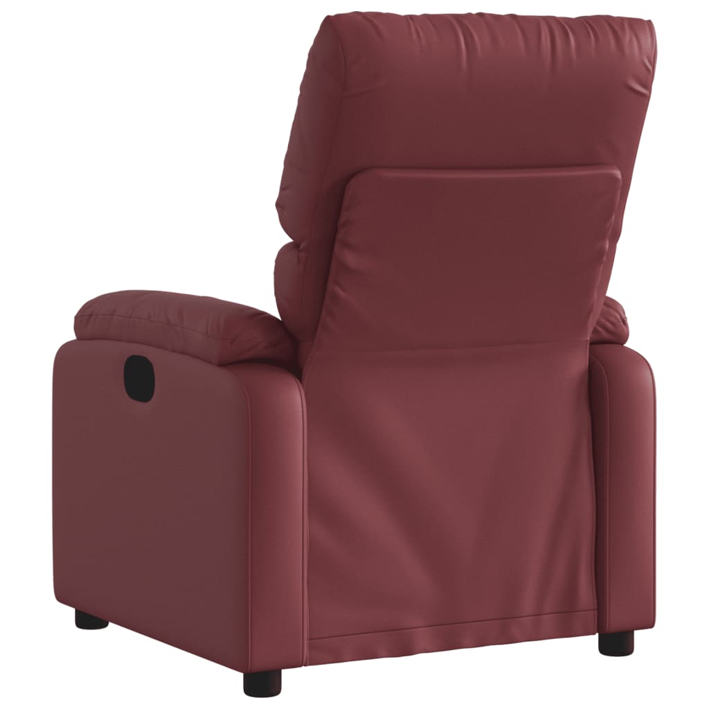 Fauteuil inclinable électrique en cuir artificiel rouge vin