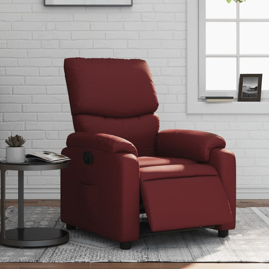 Fauteuil inclinable électrique en cuir artificiel rouge vin
