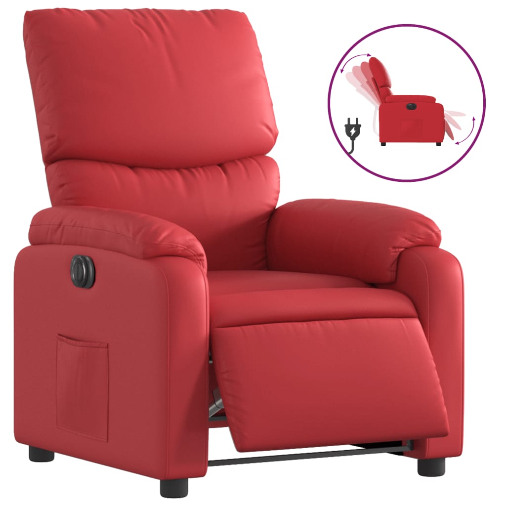 Fauteuil inclinable électrique en similicuir rouge