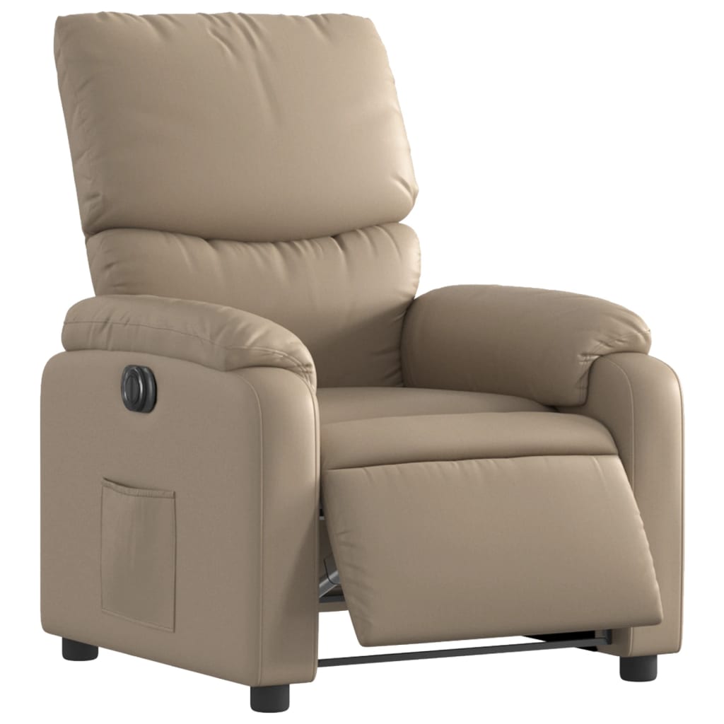 Fauteuil inclinable électrique en similicuir marron cappuccino