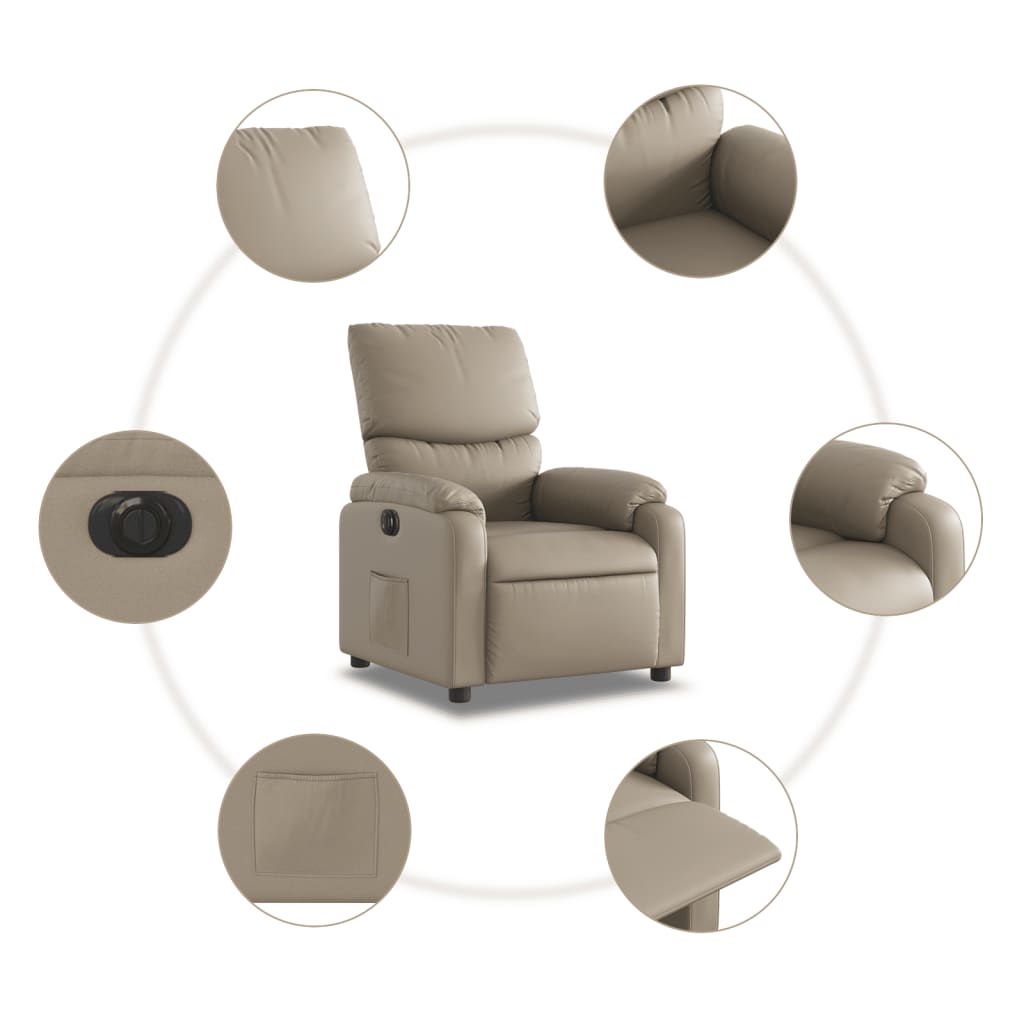 Fauteuil inclinable électrique en similicuir marron cappuccino