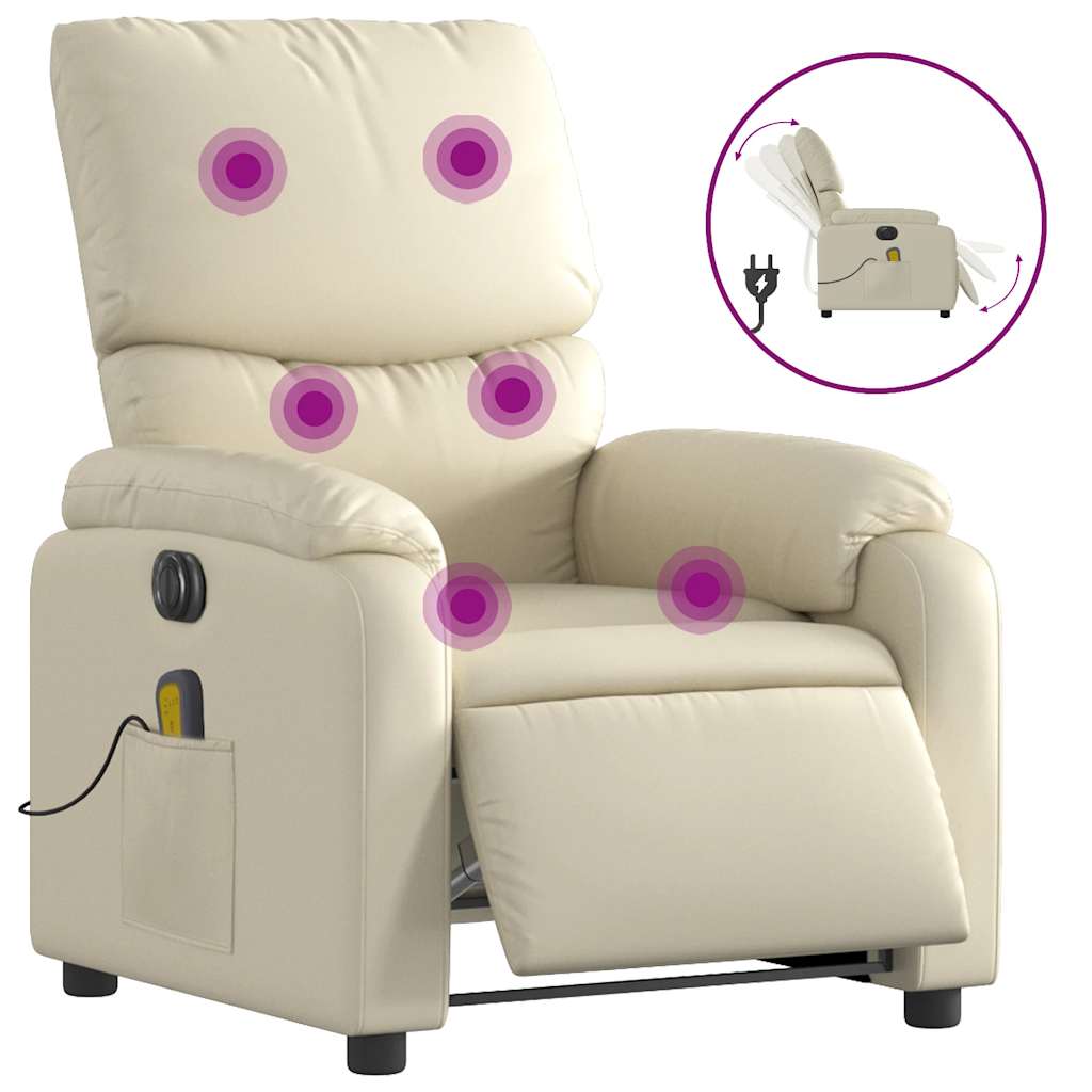 Fauteuil de massage électrique en similicuir crème