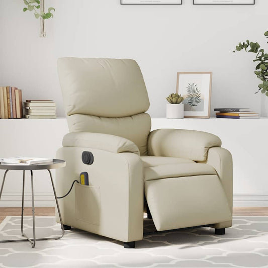 Fauteuil de massage électrique en similicuir crème