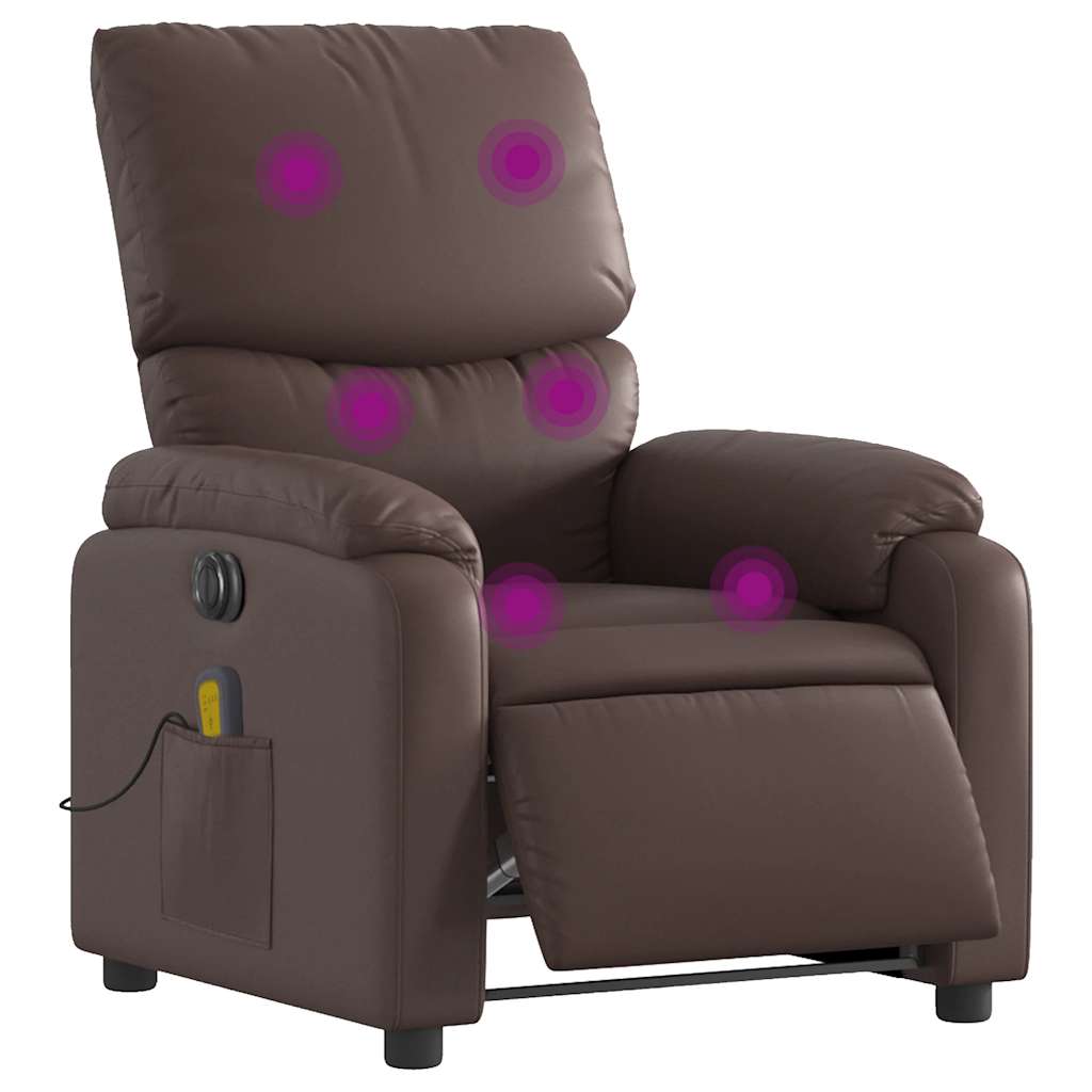 Fauteuil de massage électrique en simili cuir marron