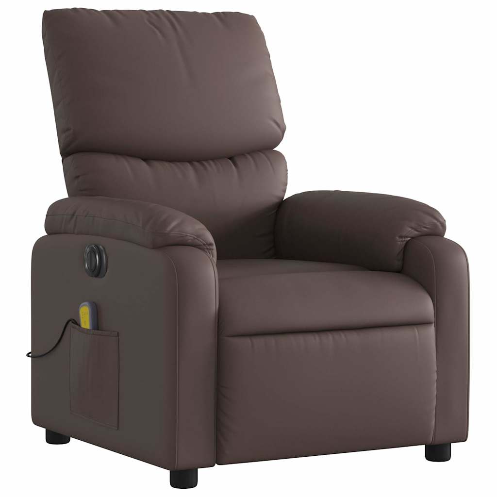 Fauteuil de massage électrique en simili cuir marron