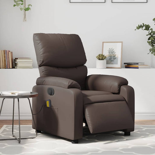 Fauteuil de massage électrique en simili cuir marron