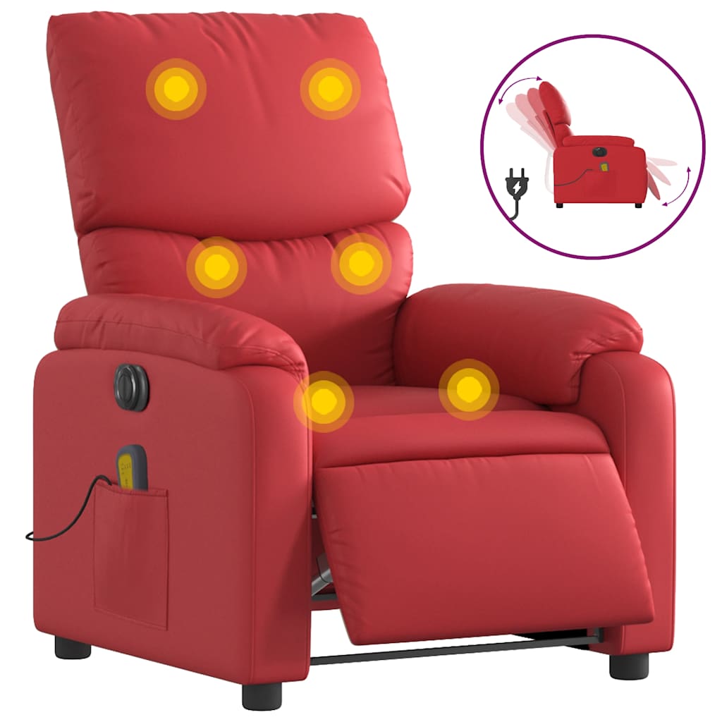 Fauteuil de massage électrique en similicuir rouge