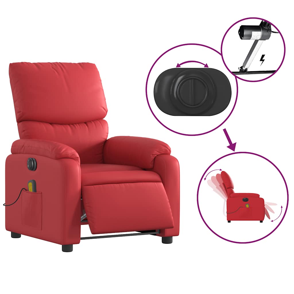 Fauteuil de massage électrique en similicuir rouge