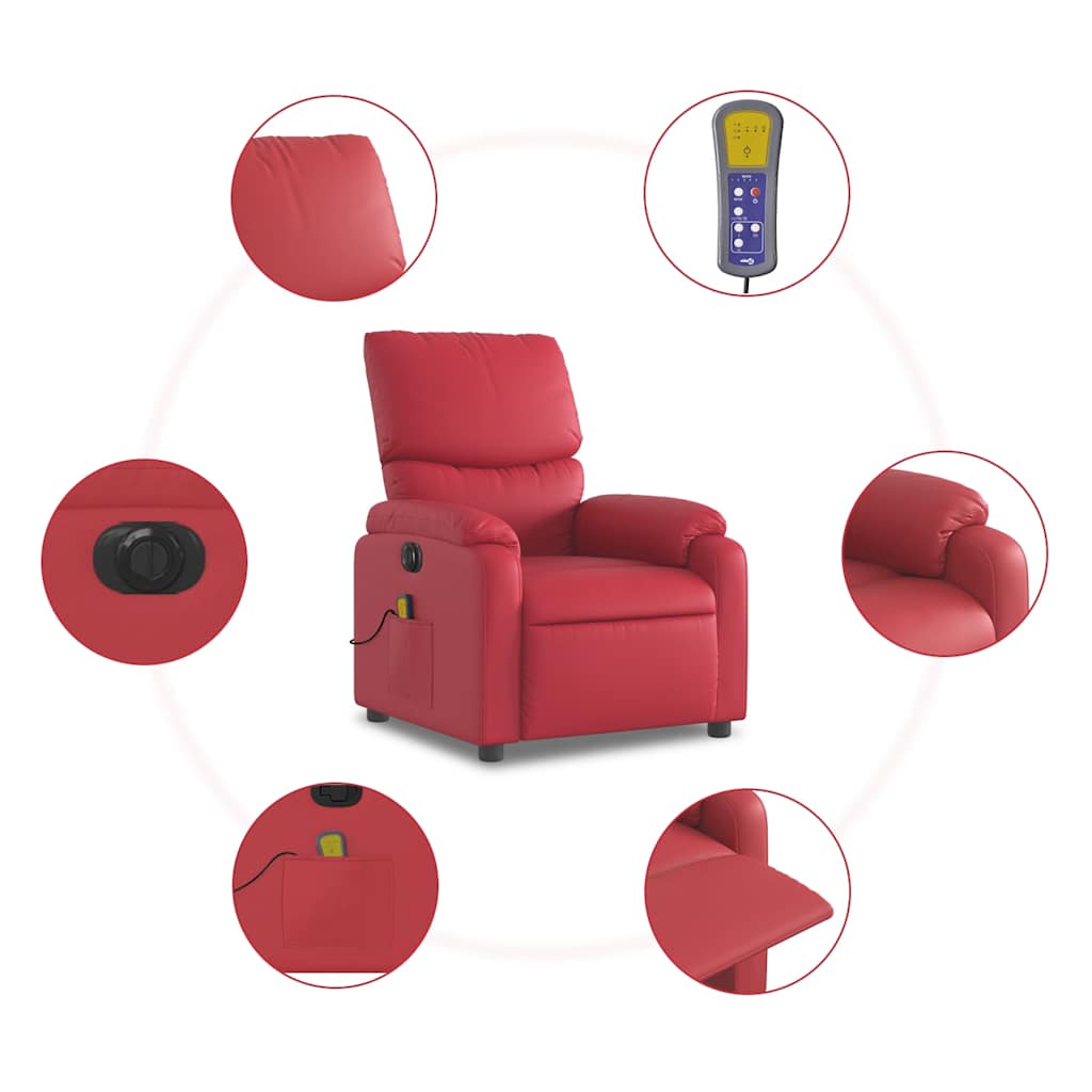 Fauteuil de massage électrique en similicuir rouge