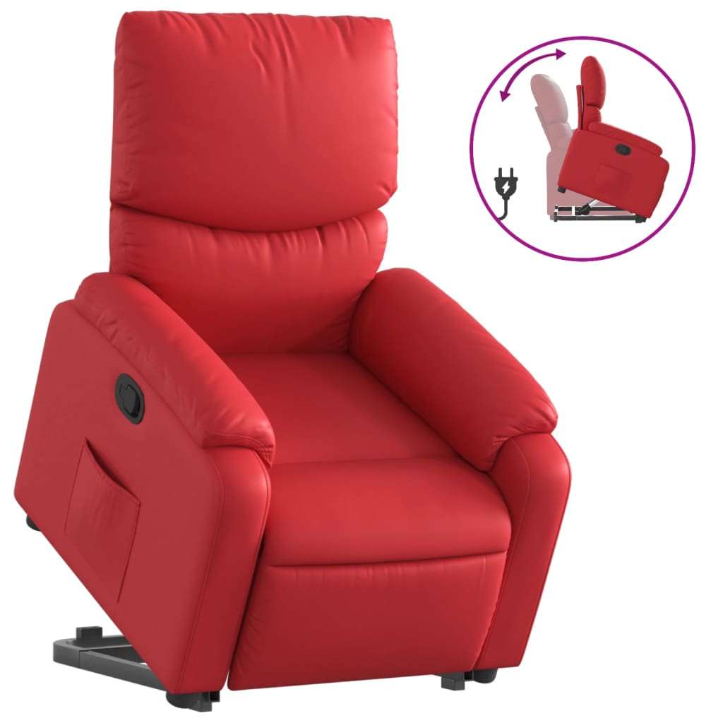 Fauteuil inclinable avec aide à la verticalisation, rouge, similicuir