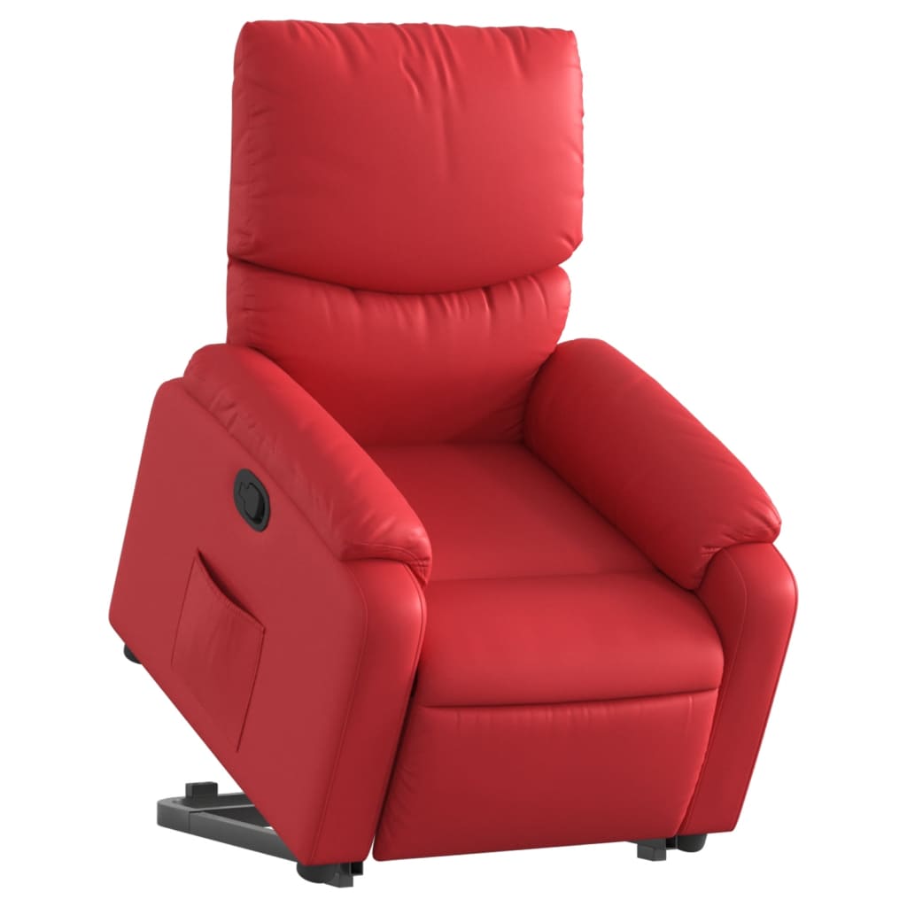 Fauteuil inclinable avec aide à la verticalisation, rouge, similicuir