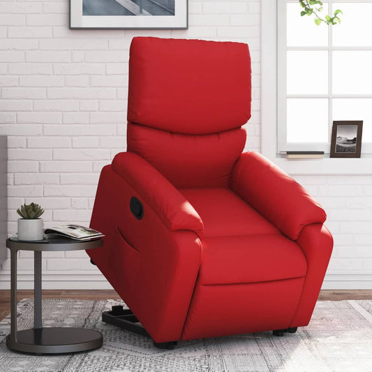 Fauteuil inclinable avec aide à la verticalisation, rouge, similicuir
