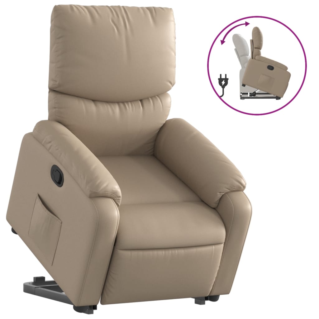 Fauteuil inclinable avec aide à la position debout en cuir artificiel marron cappuccino