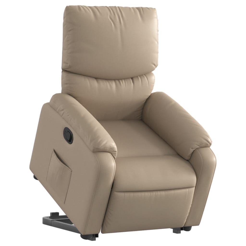 Fauteuil inclinable avec aide à la position debout en cuir artificiel marron cappuccino