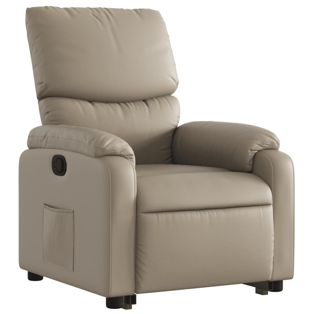 Fauteuil inclinable avec aide à la position debout en cuir artificiel marron cappuccino