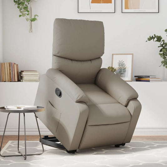 Fauteuil inclinable avec aide à la position debout en cuir artificiel marron cappuccino