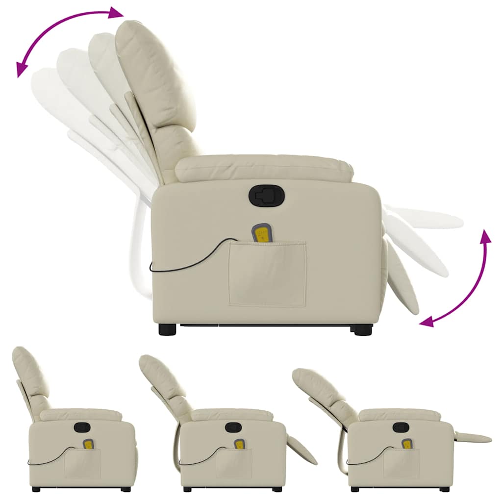 Fauteuil de massage avec aide au verticalisation en cuir artificiel crème