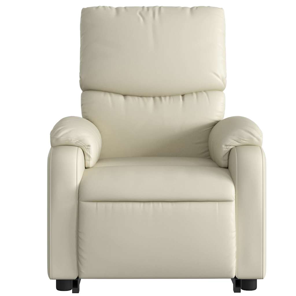 Fauteuil de massage avec aide au verticalisation en cuir artificiel crème