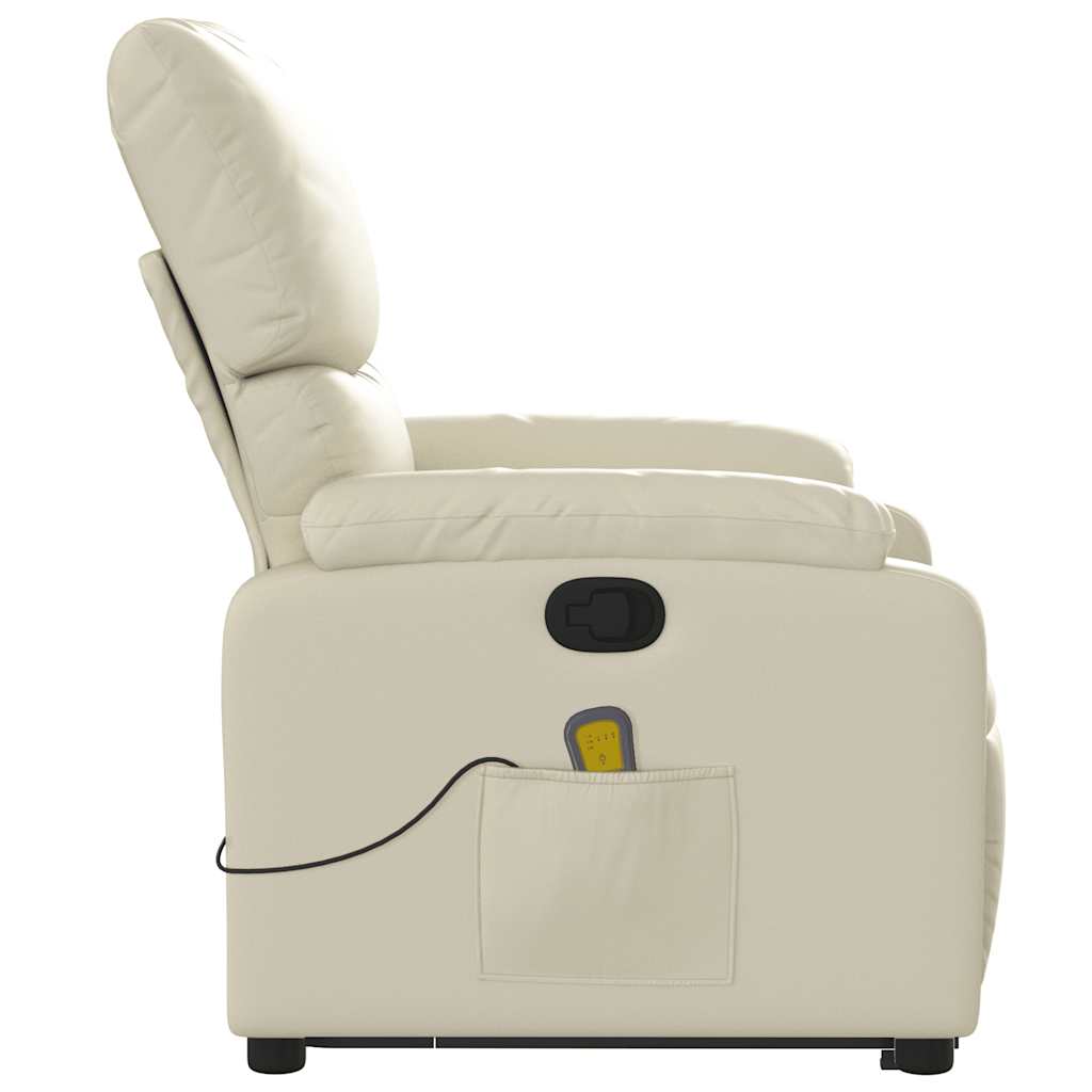 Fauteuil de massage avec aide au verticalisation en cuir artificiel crème