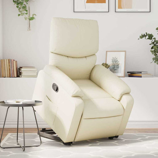 Fauteuil de massage avec aide au verticalisation en cuir artificiel crème