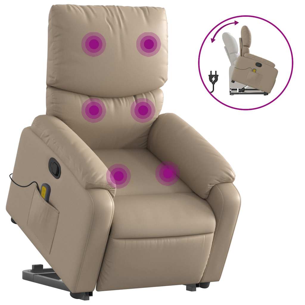 Massagesessel mit Aufstehhilfe Cappuccino Kunstleder