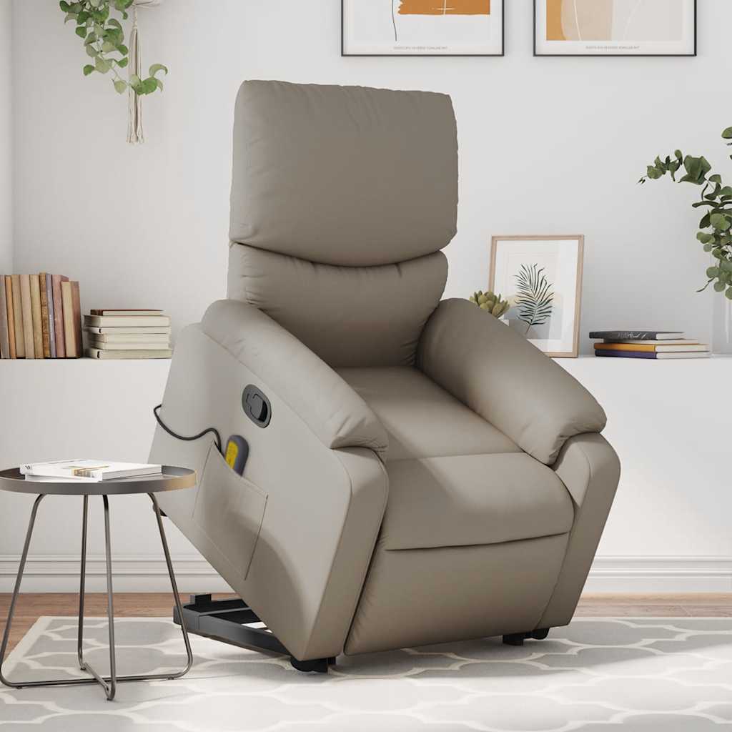 Massagesessel mit Aufstehhilfe Cappuccino Kunstleder