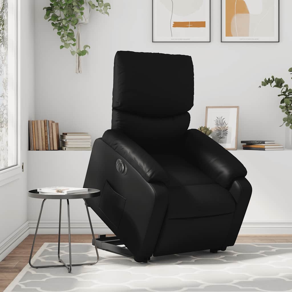 Relaxsessel mit Aufstehhilfe Elektrisch Schwarz Kunstleder