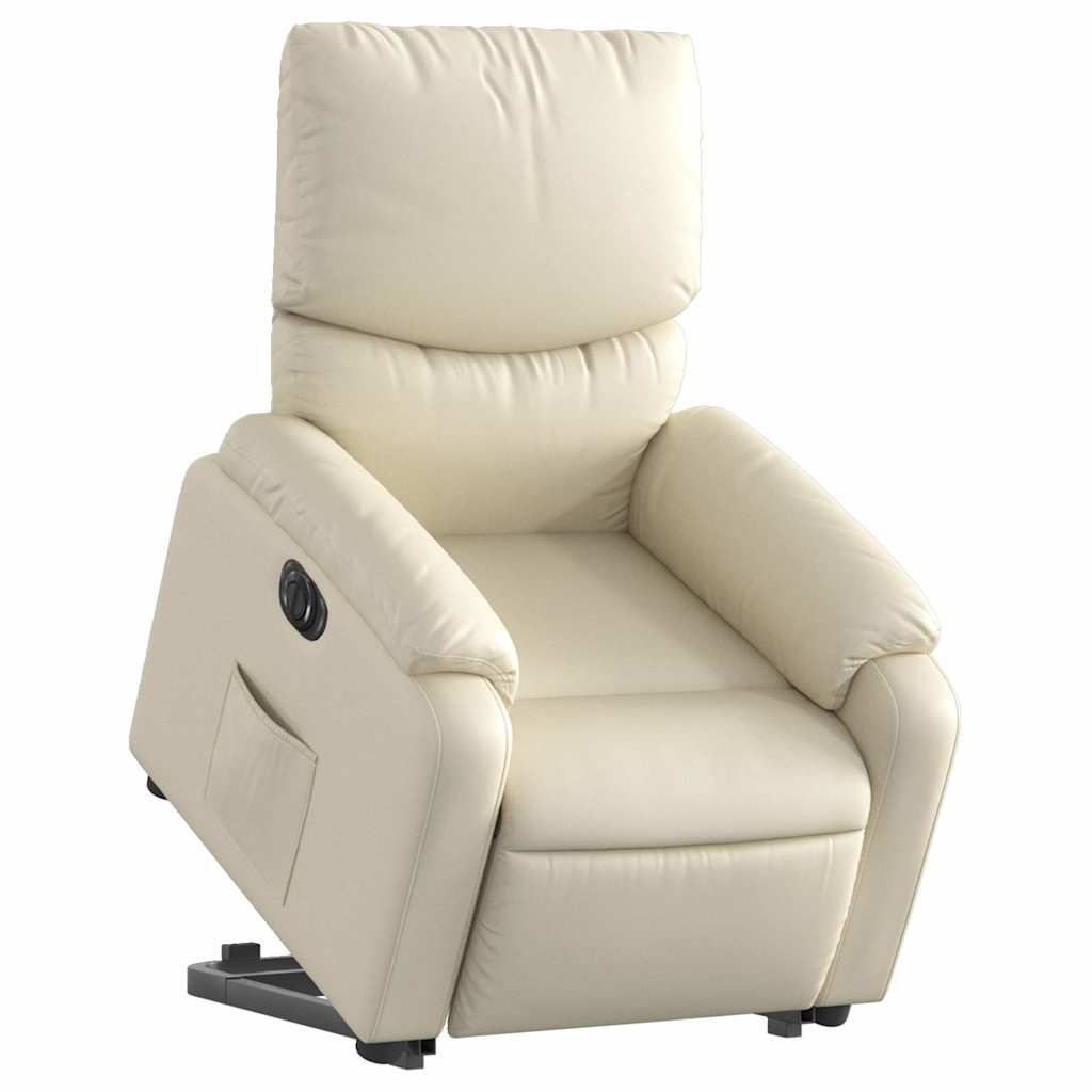Relaxsessel mit Aufstehhilfe Elektrisch Creme Kunstleder