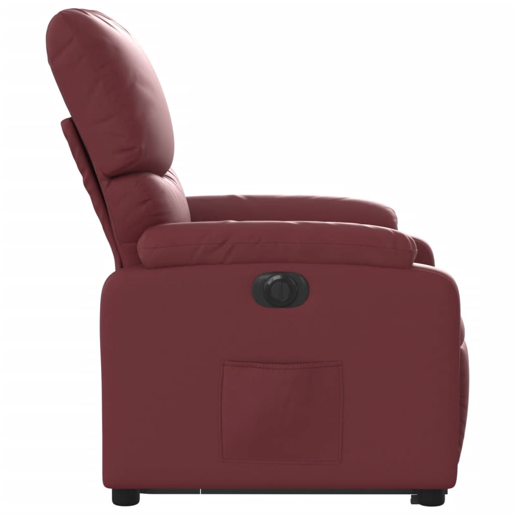 Fauteuil relax avec releveur électrique, rouge vin, cuir artificiel