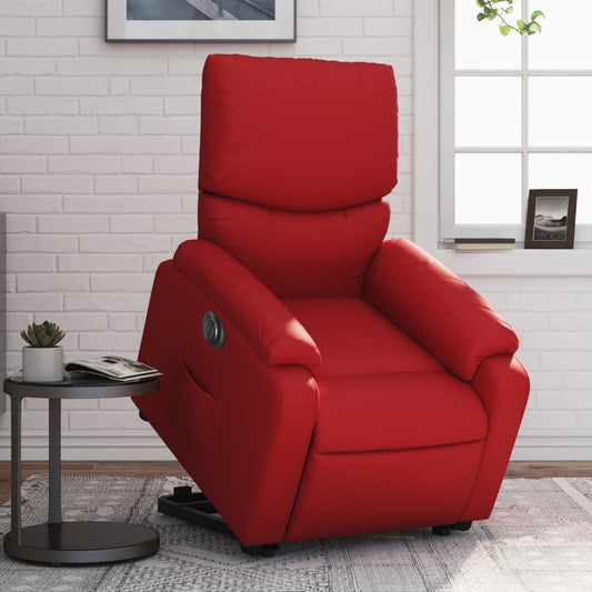 Fauteuil relax avec releveur électrique, rouge, simili cuir