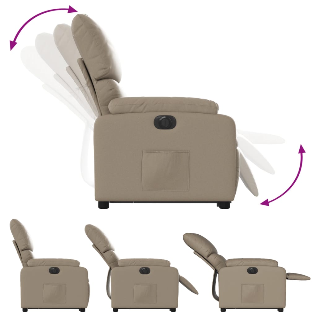 Fauteuil relax avec releveur électrique, cappuccino, cuir synthétique