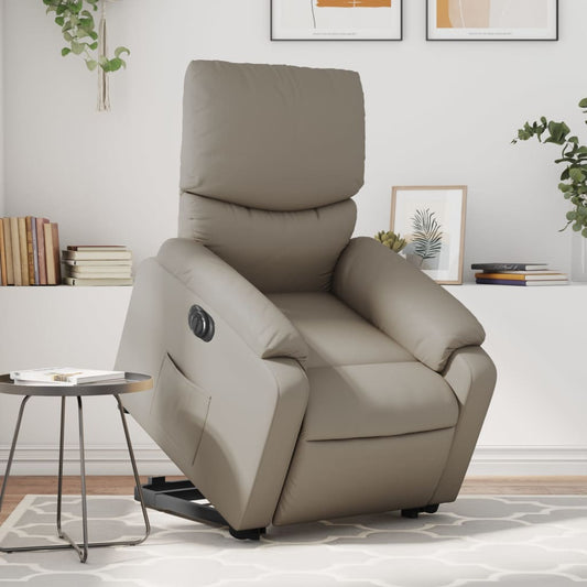 Fauteuil relax avec releveur électrique, cappuccino, cuir synthétique