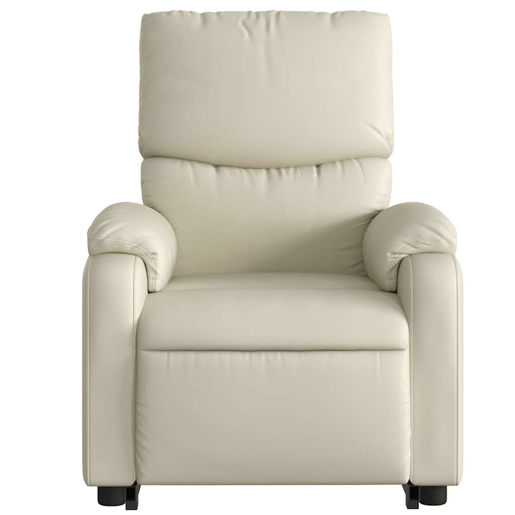 Fauteuil de massage avec aide électrique au verticalisation, couleur crème, cuir artificiel