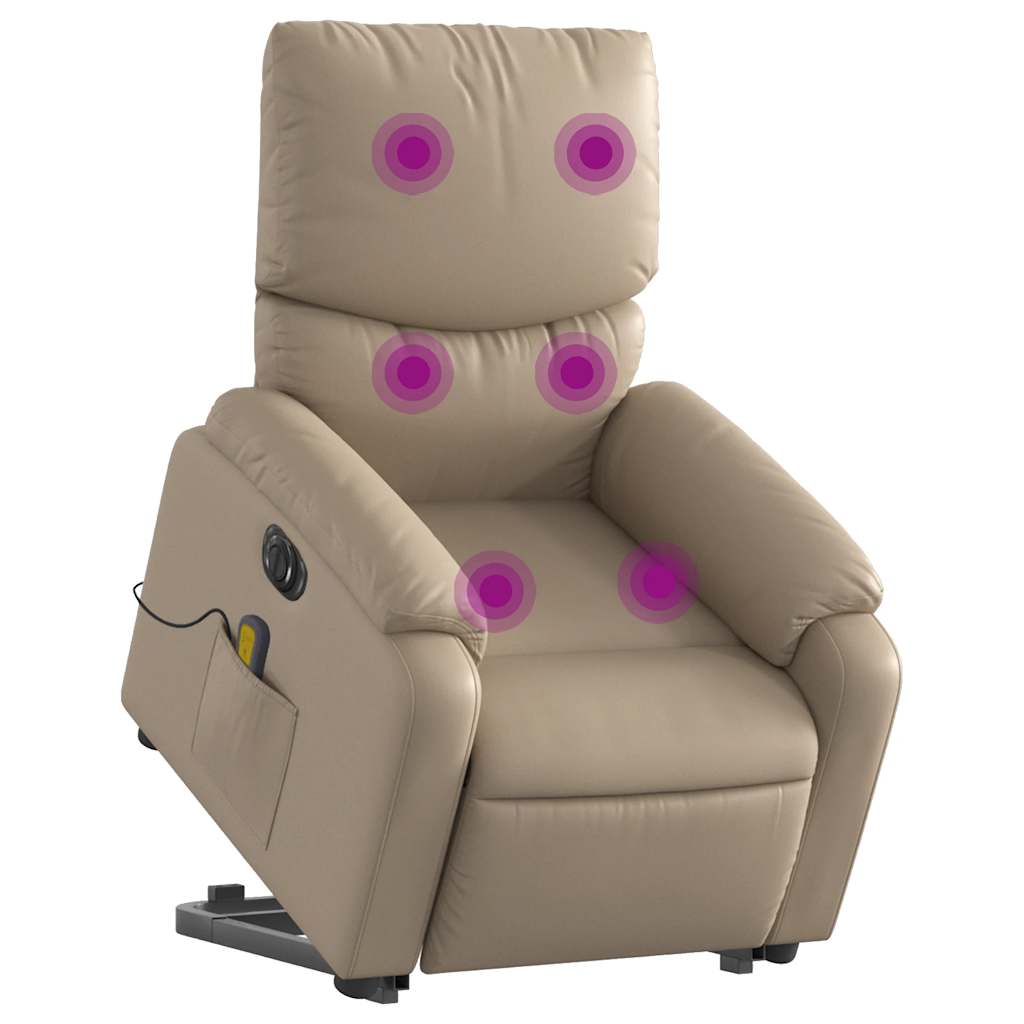 Massagesessel mit Aufstehhilfe Elektrisch Cappuccino Kunstleder