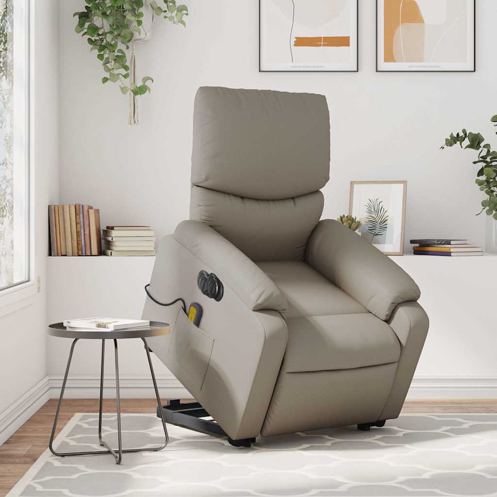 Massagesessel mit Aufstehhilfe Elektrisch Cappuccino Kunstleder