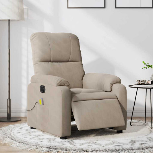 Fauteuil de massage électrique en tissu microfibre taupe