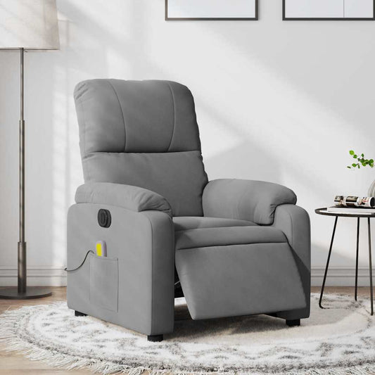 Fauteuil de massage électrique en tissu microfibre gris foncé